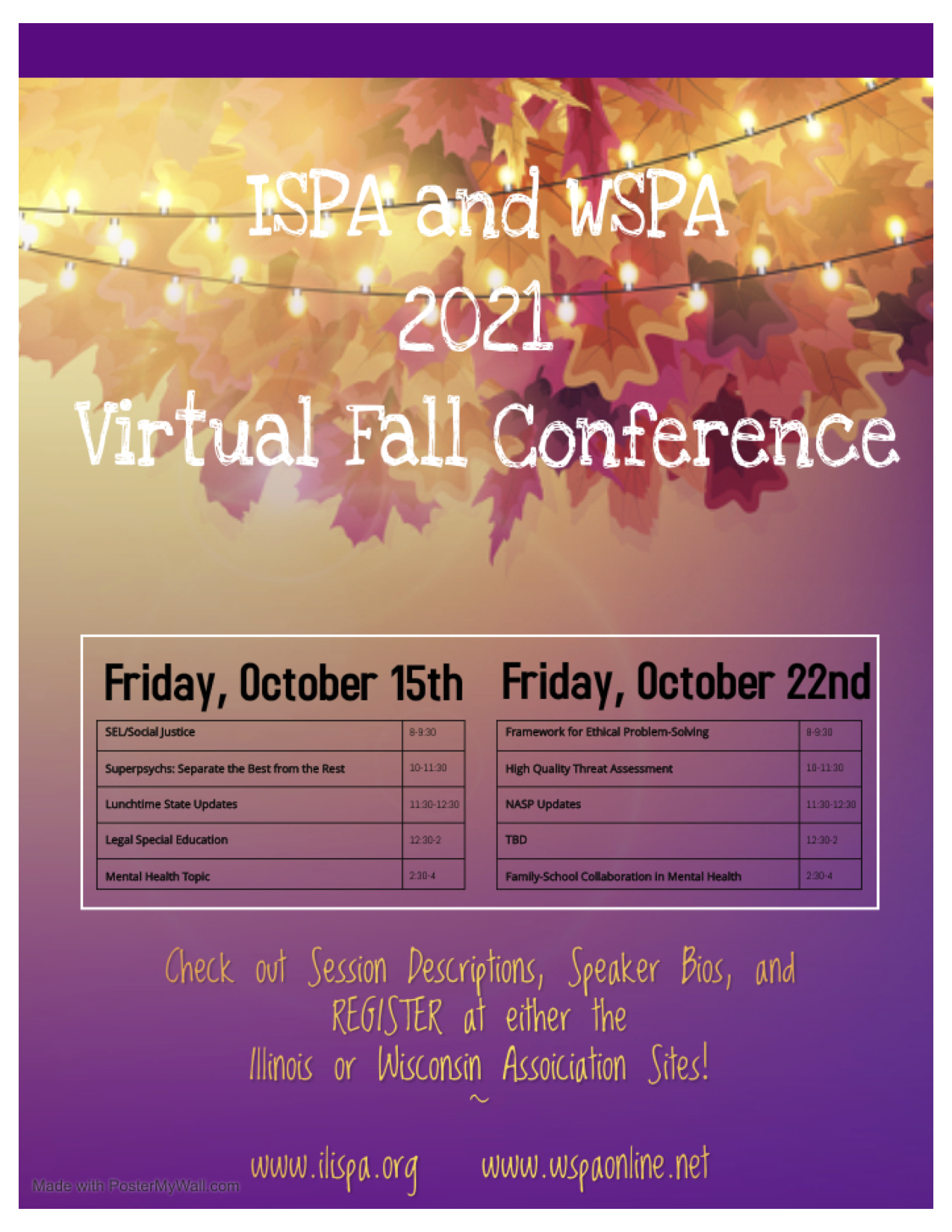 2021 ISPA & WSPA Fall Virtual Conference